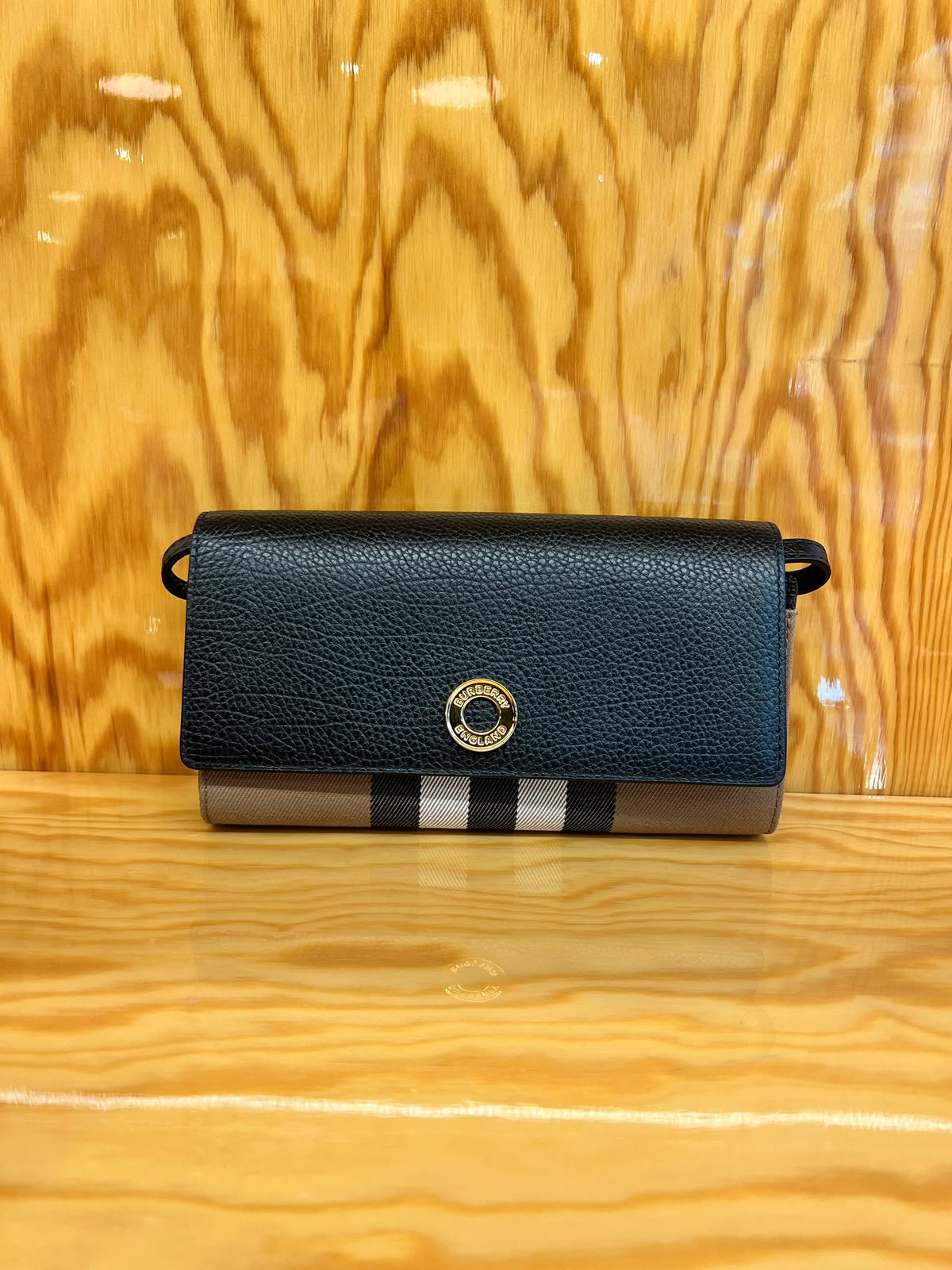 Leather and Vintage Check Crossbody Bag