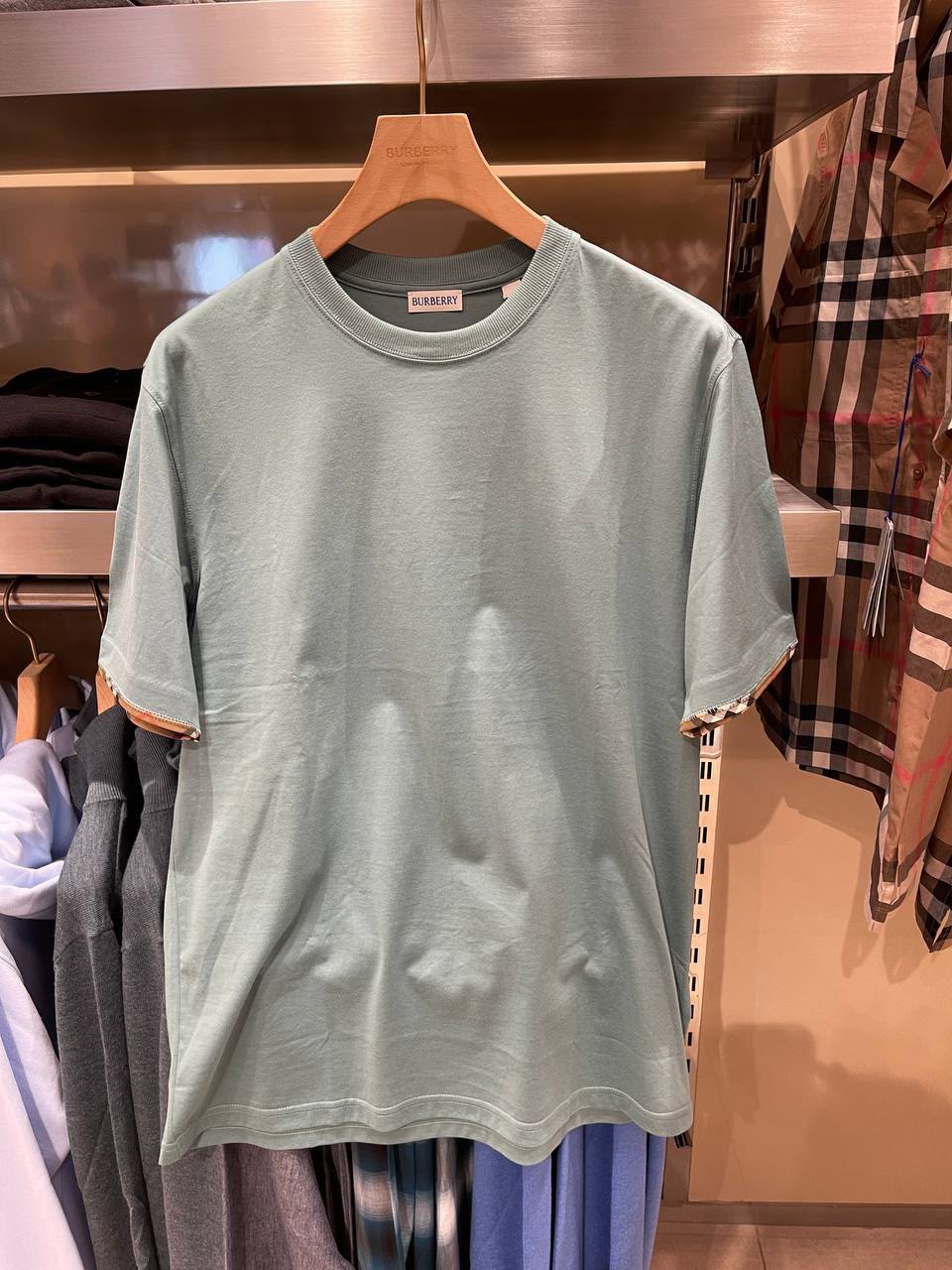 Check Detail Cotton T-shirt