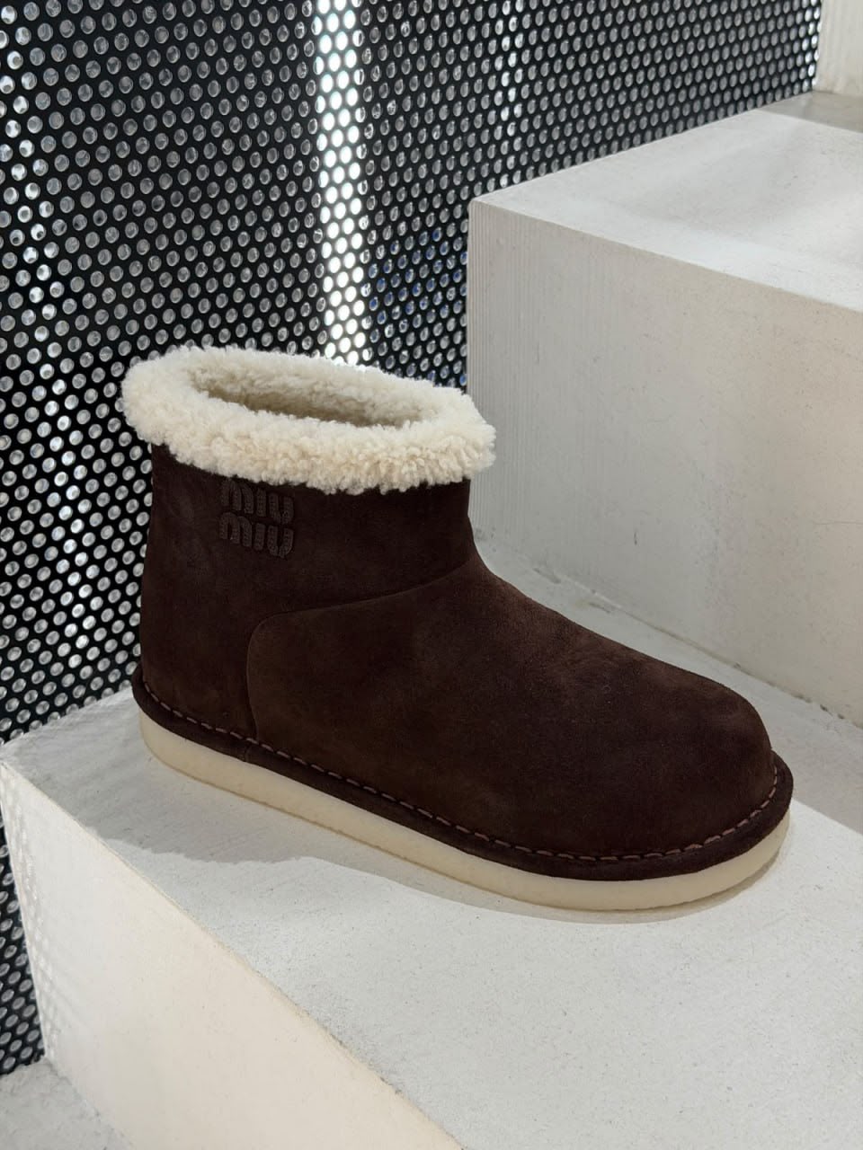 Suede shearling ankle boots