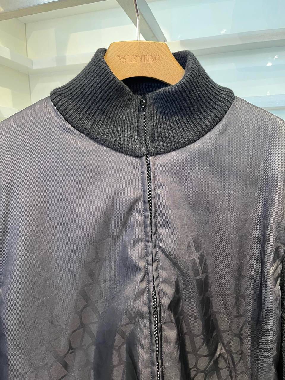 VLogo Signature Knit and Nylon Zip-Up Jacket