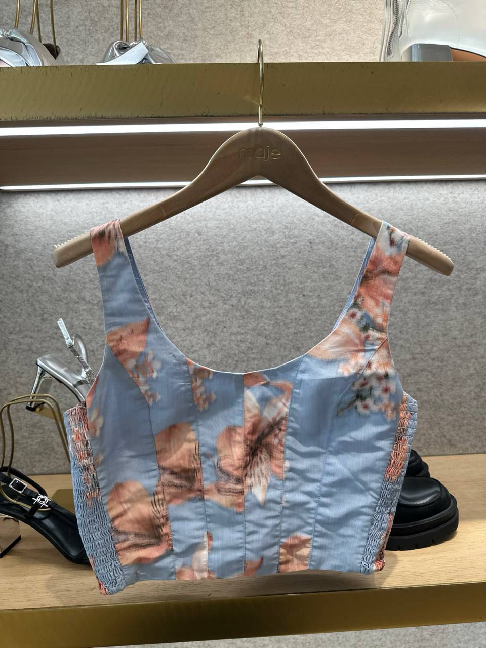 Floral Print Corset-Style Crop Top