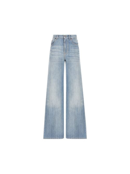 Jeans a gamba ampia e vita alta in denim di cotone