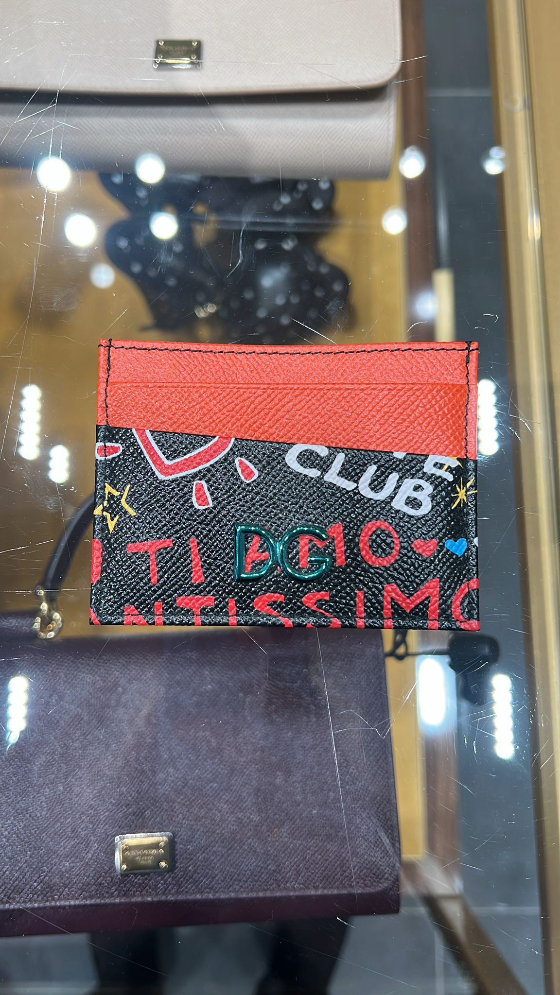 DG Logo Card Holder in Printed Dauphine Calfskin