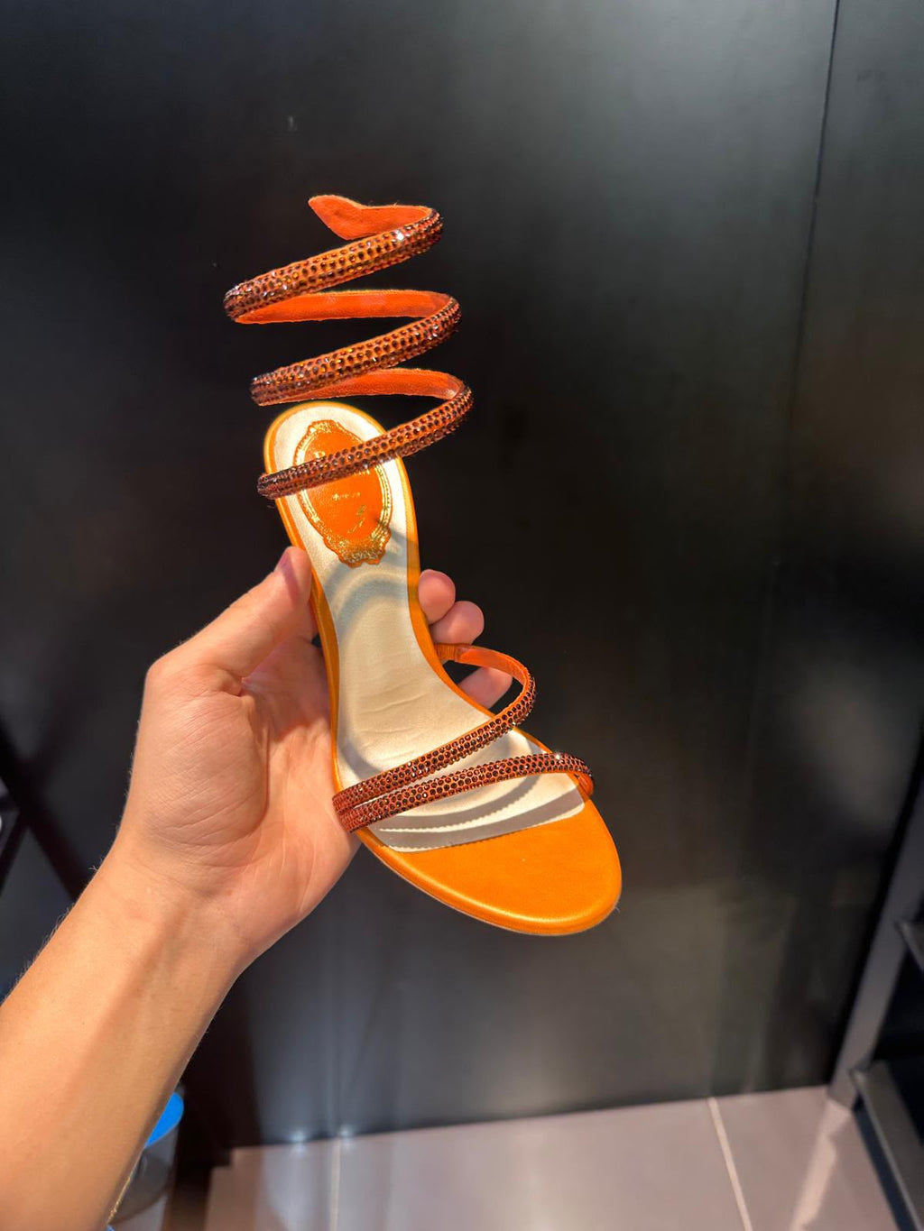 Cleo Rhinestone-Embellished Spiral Sandals