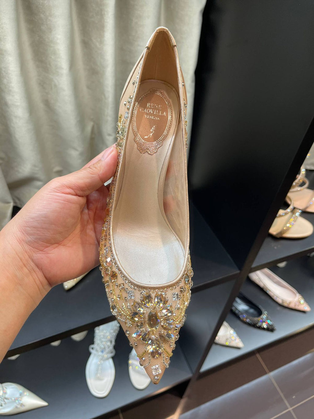 Rene Caovilla Embellished Mesh Pumps