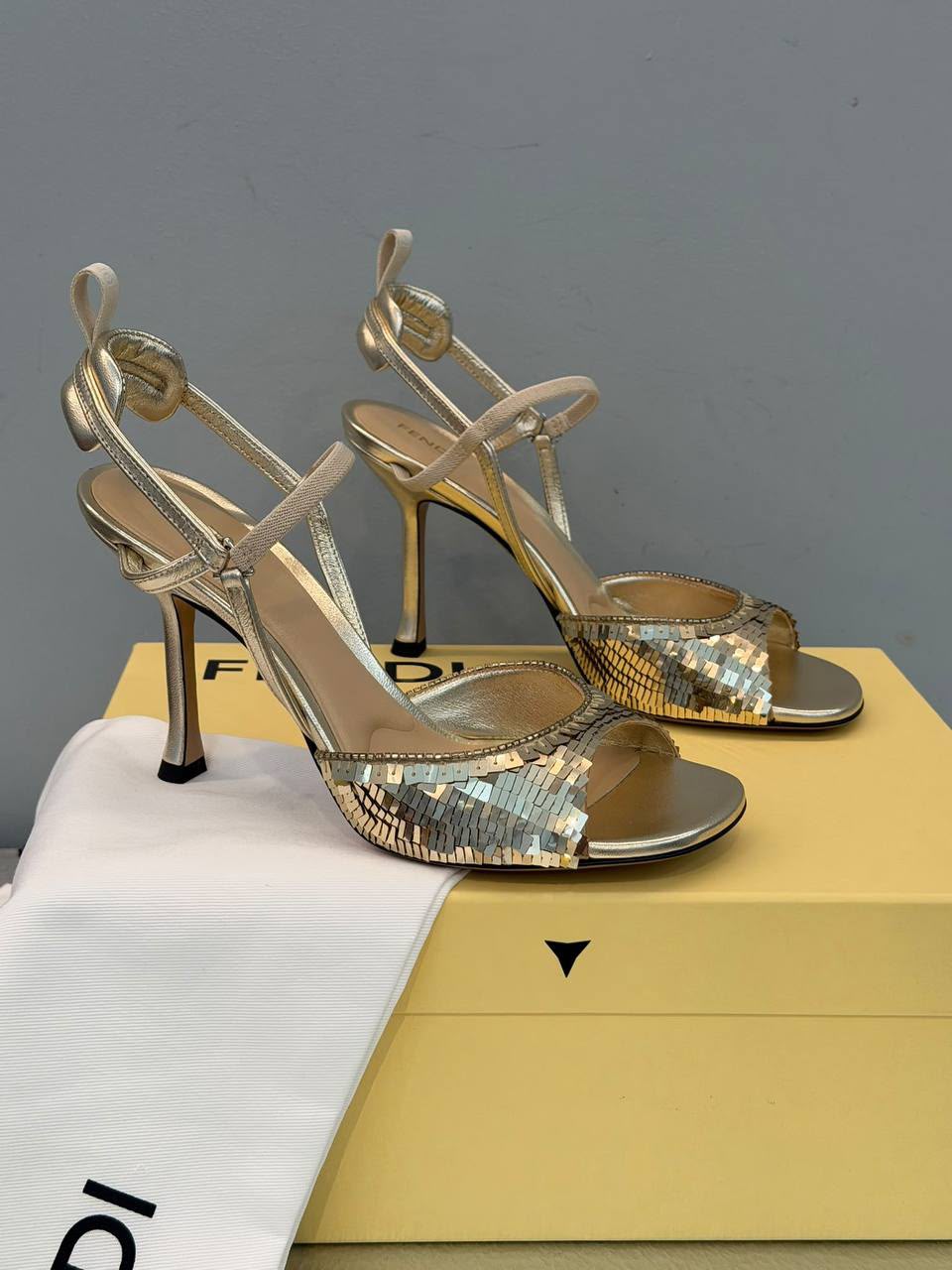 Sequin-Embellished Slingback Sandals