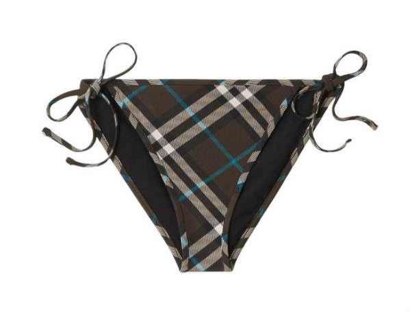 Check Print Tie-Side Bikini Bottoms