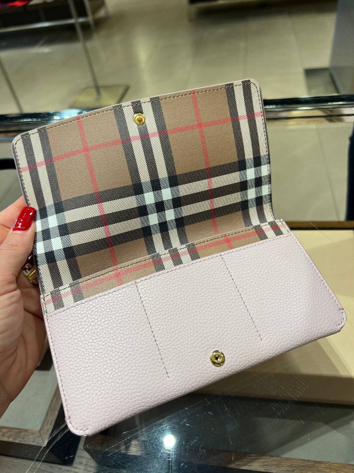 Vintage Check and Leather Continental Wallet