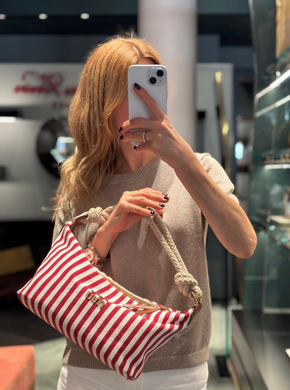 Striped Canvas Hobo Bag