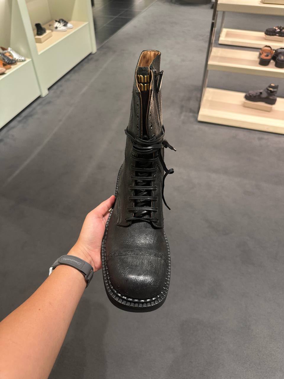 Leather lace-up boots