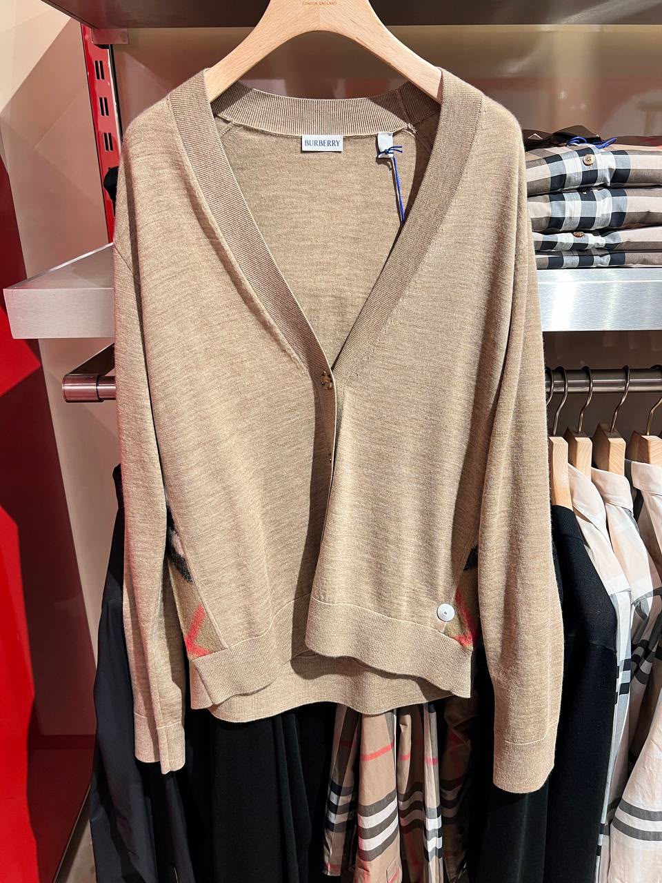 Check Panel Merino Wool Sweater
