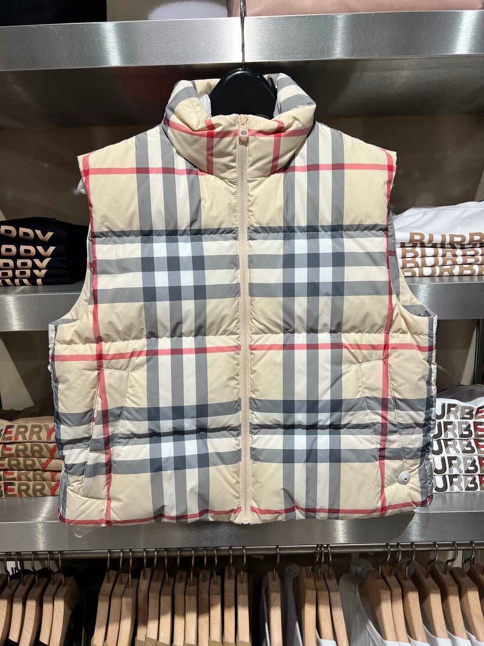 Vintage Check Reversible Puffer Vest