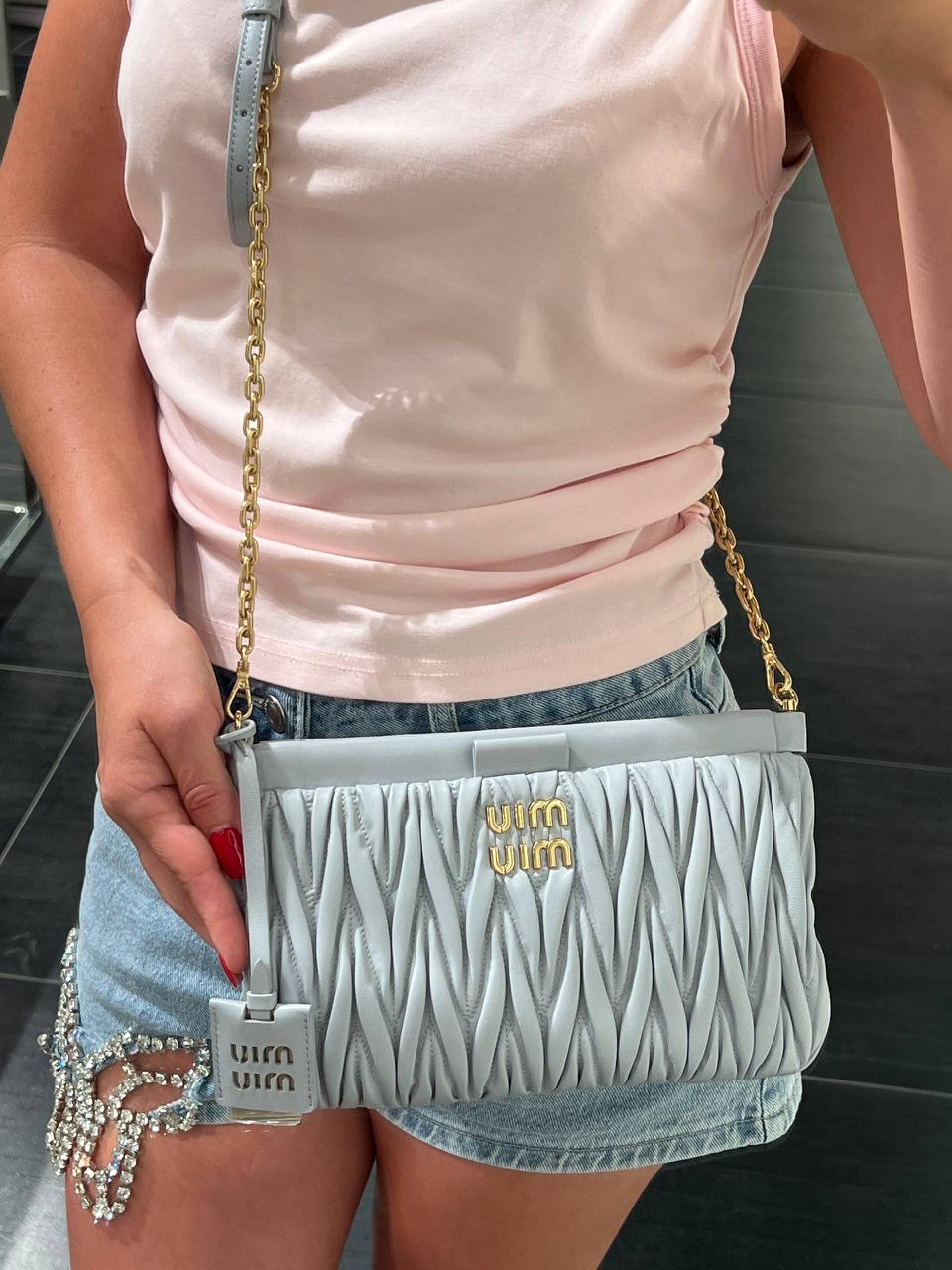 Miu Wander Matelassé Nappa Leather Mini Bag