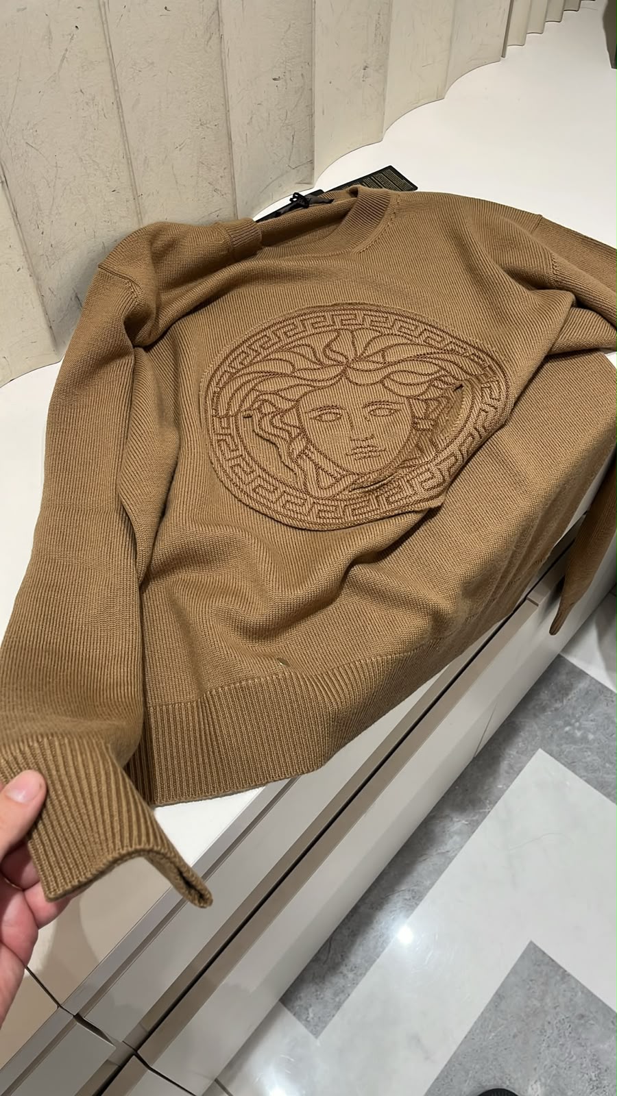 Medusa Head Intarsia Knit Sweater