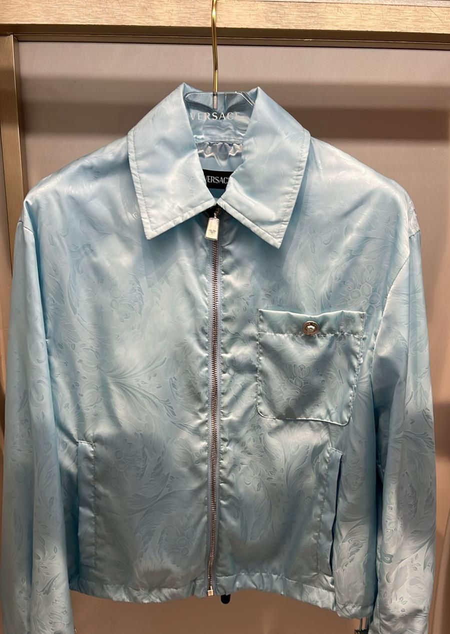 Barocco Silk Jacquard Zip-Up Jacket