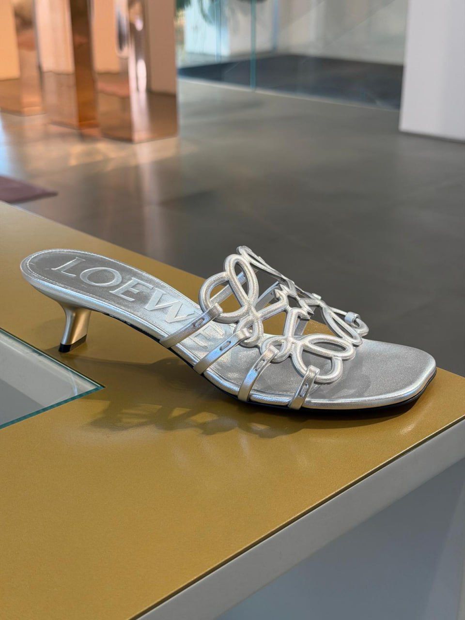 Anagram mule in metallic nappa lambskin