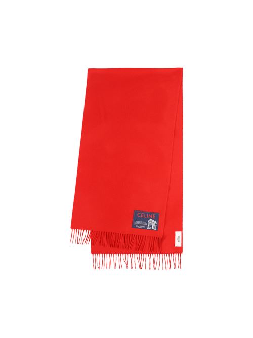 Red Wool Scarf with Logo Patch