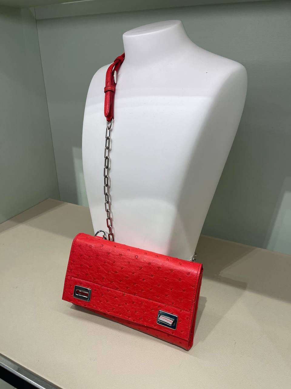 Ostrich Leather Shoulder Bag