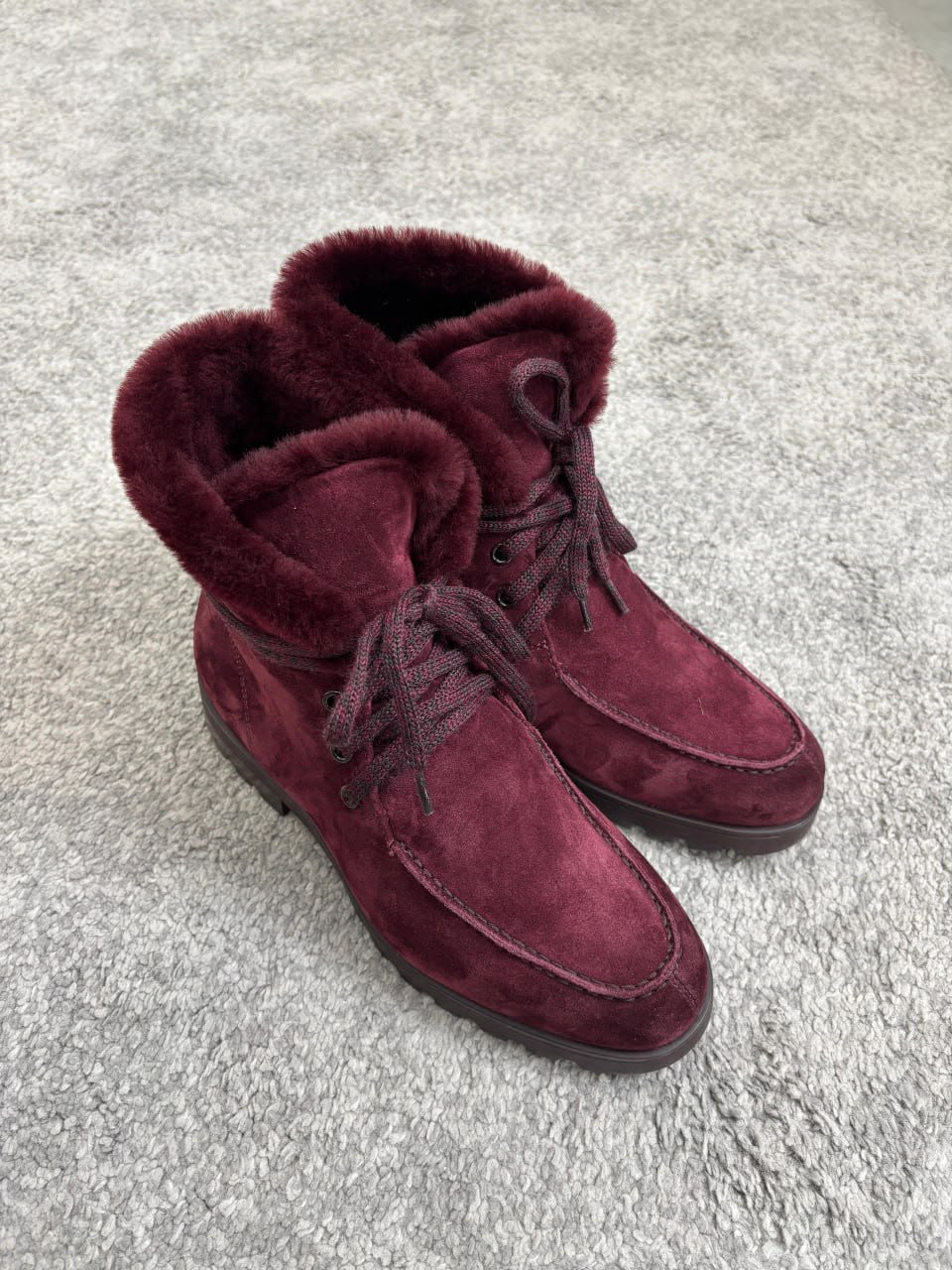 Suede Fur-Lined Ankle Boots
