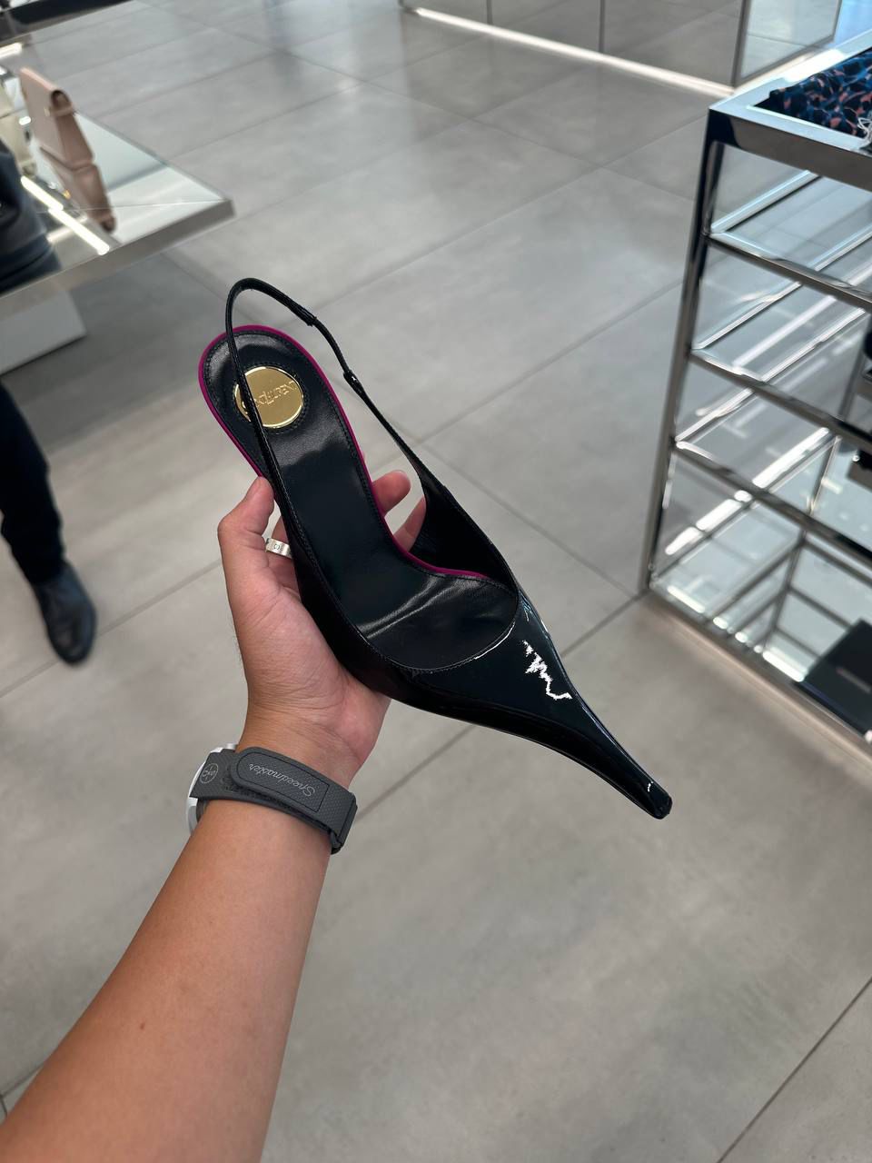 Blade Slingback Pumps in Patent Leather