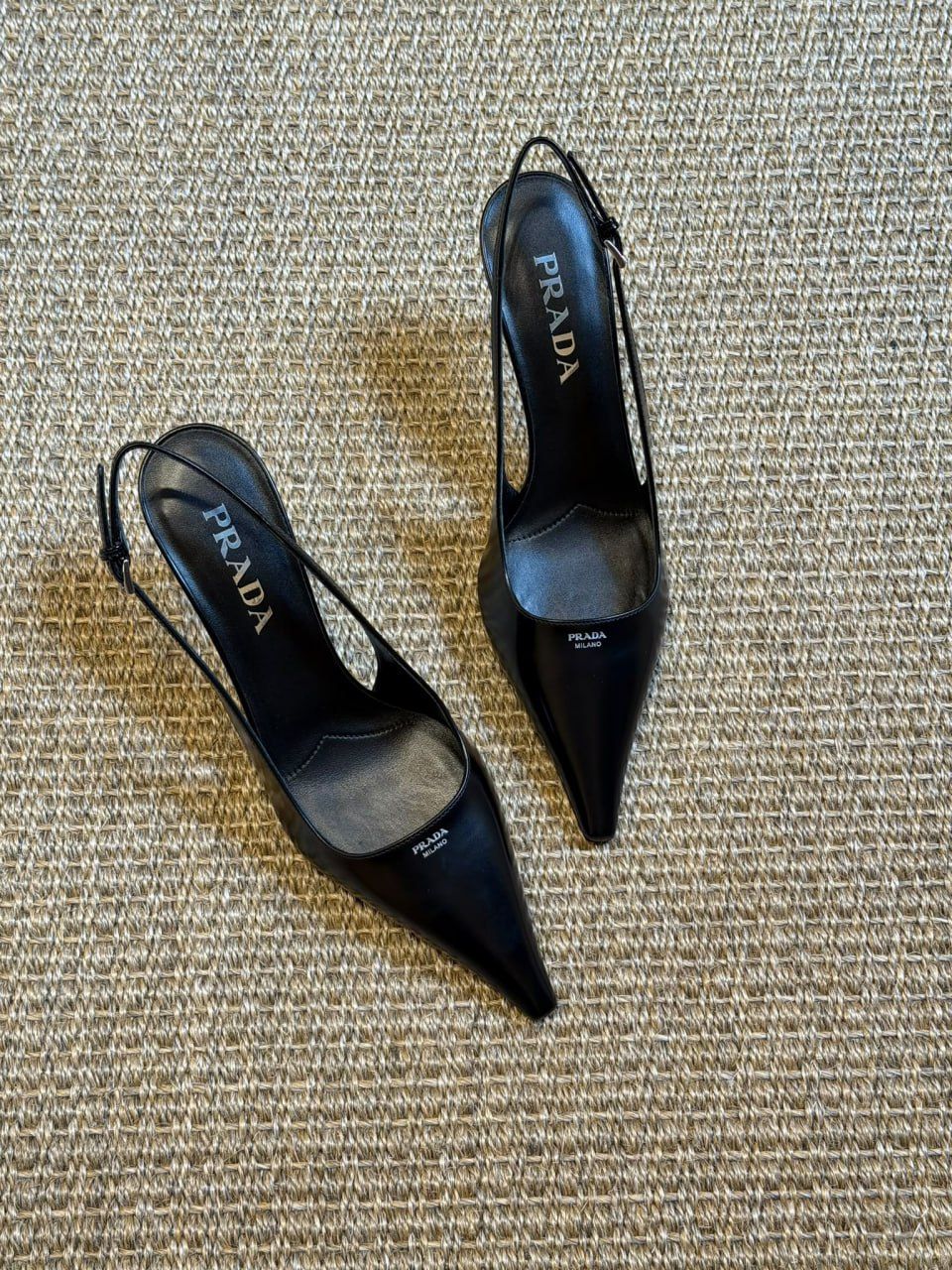 Brushed leather slingback pumps