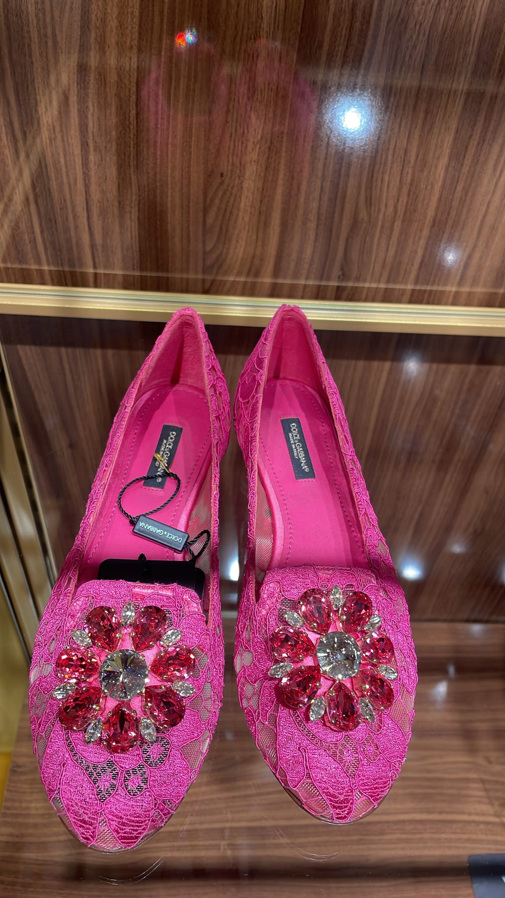 Lace Loafers with Crystal Brooch