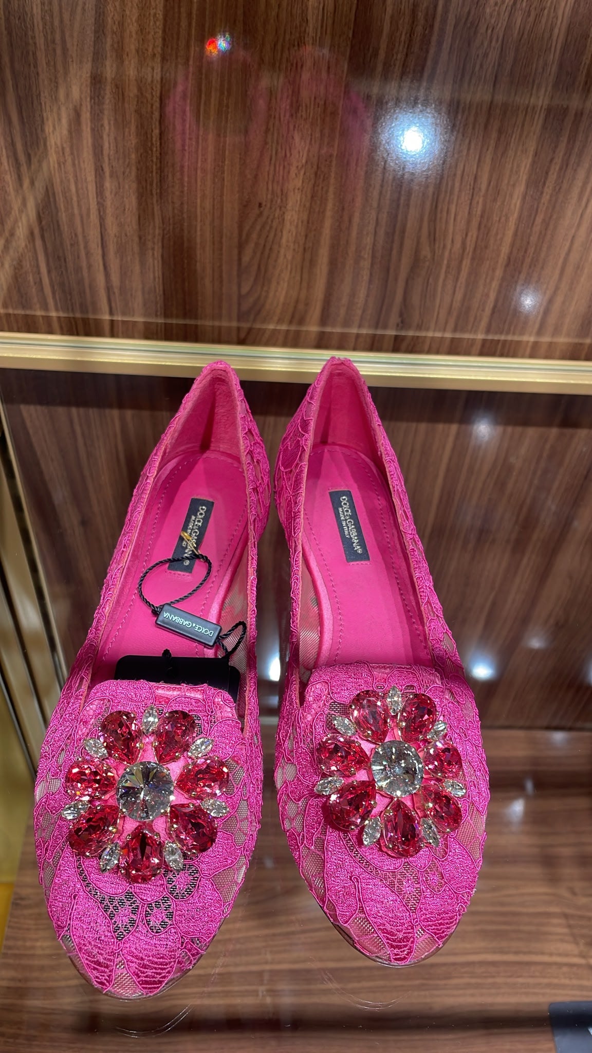 Lace Loafers with Crystal Brooch