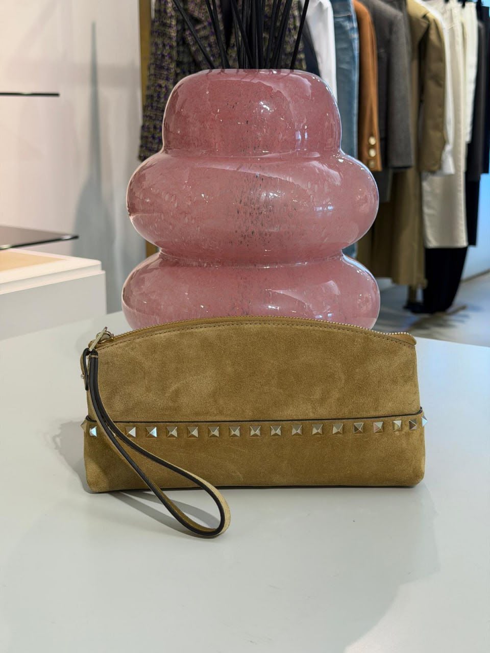 Rockstud Suede Pouch