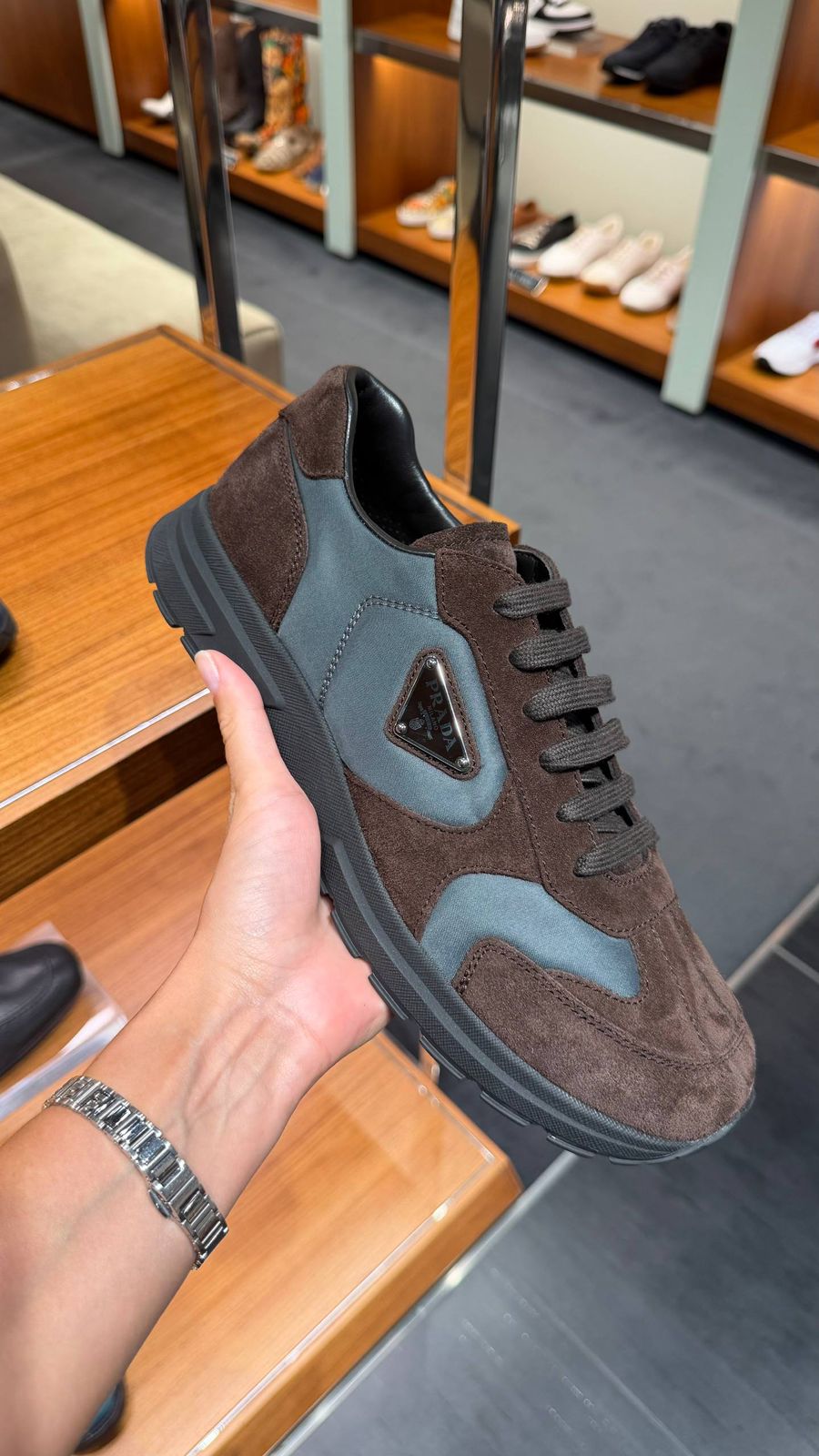 Suede and Re-Nylon Sneakers