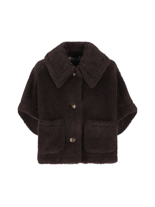 Cappa boxy in Teddy di alpaca e lana