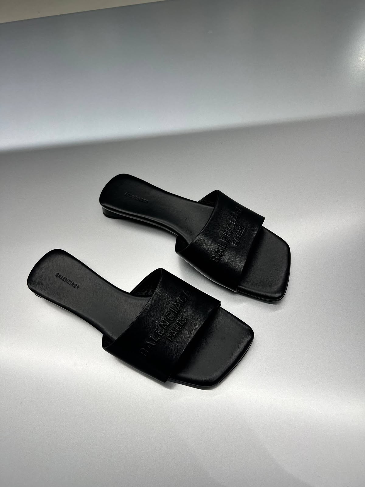 Logo-Embossed Leather Slides