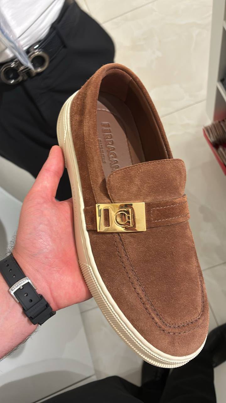 Ferragamo Gancini Suede Loafer Sneakers