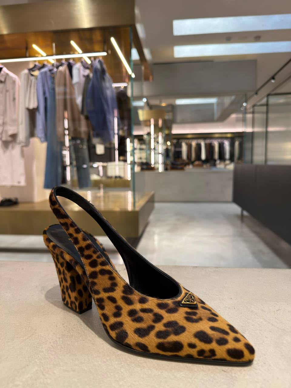 Leopard-Print Hair Calf Slingback Pumps