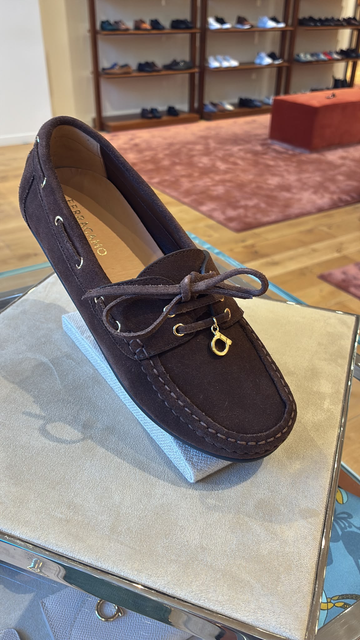 Ferragamo Suede Boat Shoe
