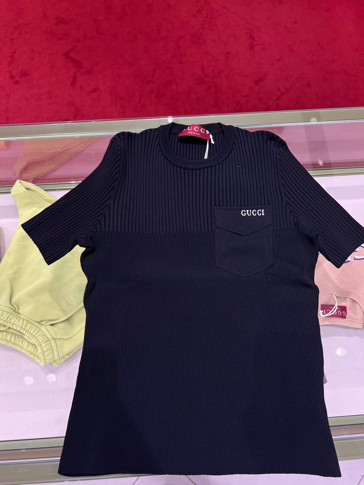 Ribbed Cotton T-Shirt with Gucci Logo