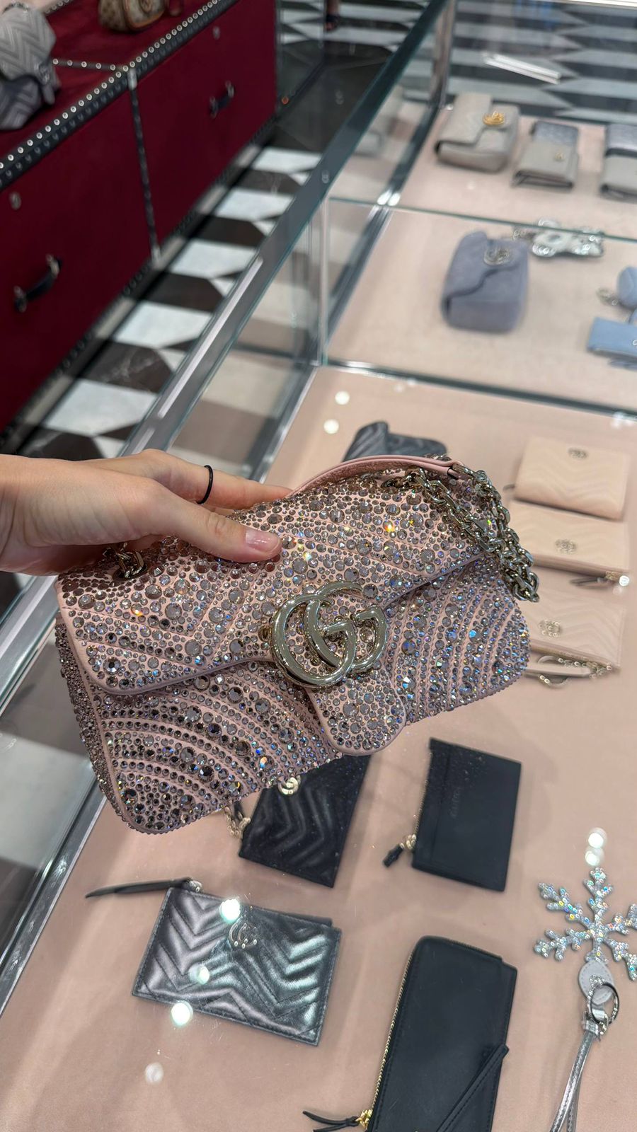 GG Marmont small shoulder bag with crystals