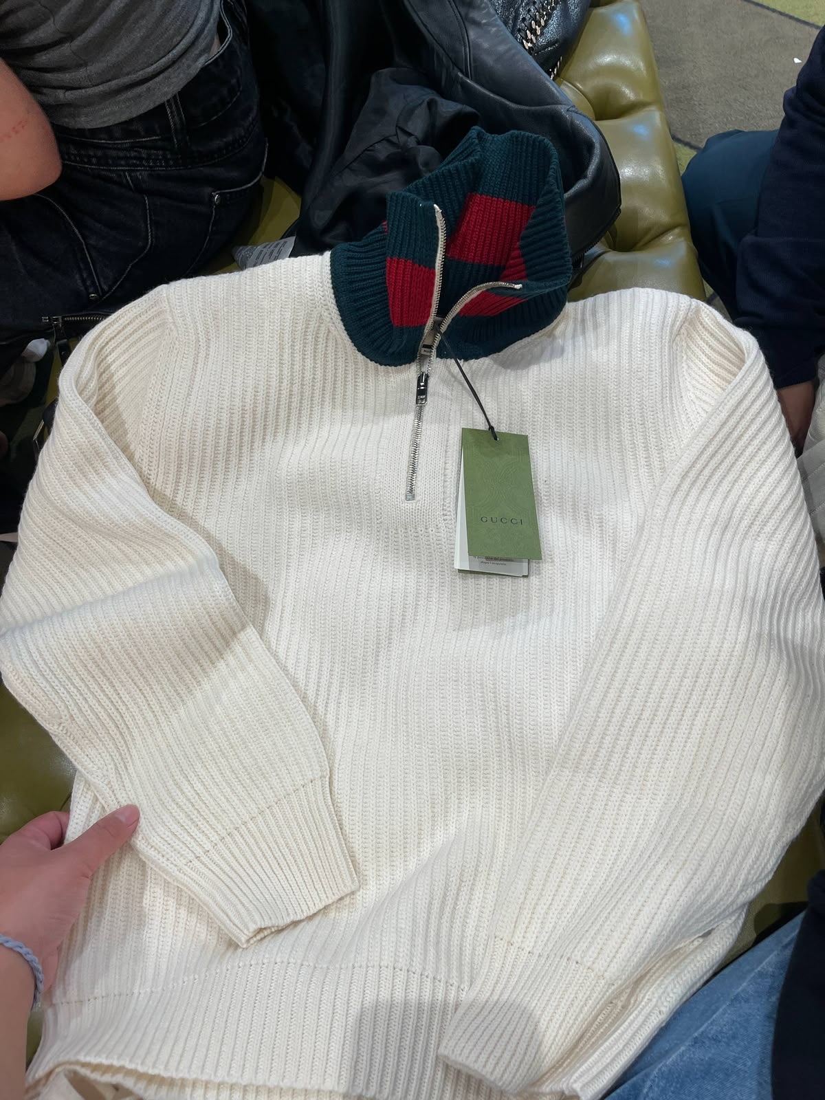 Ribbed Wool Zip-Up Sweater with Web