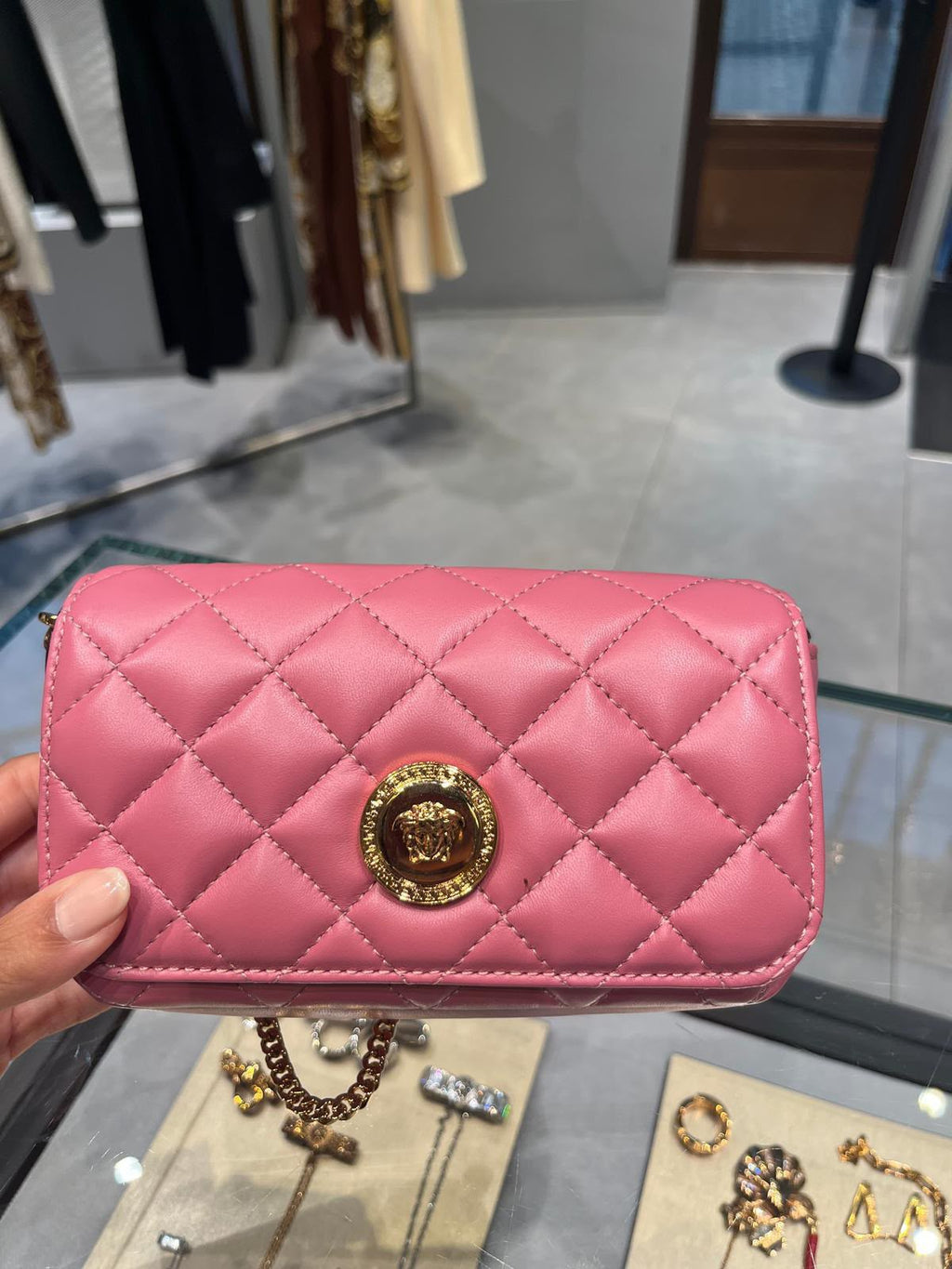 Quilted Medusa Chain Wallet
