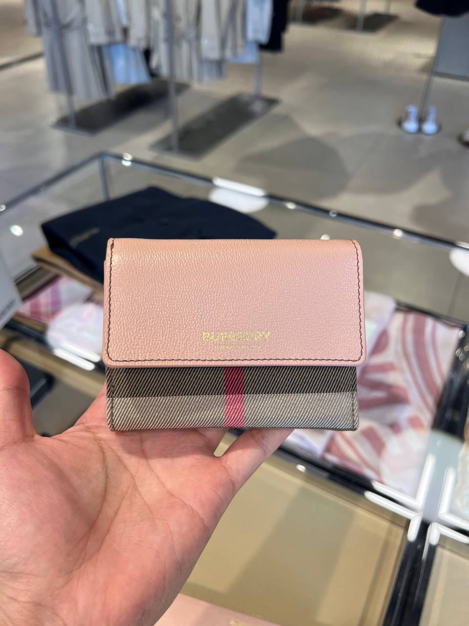 Vintage Check and Leather Folding Card Case