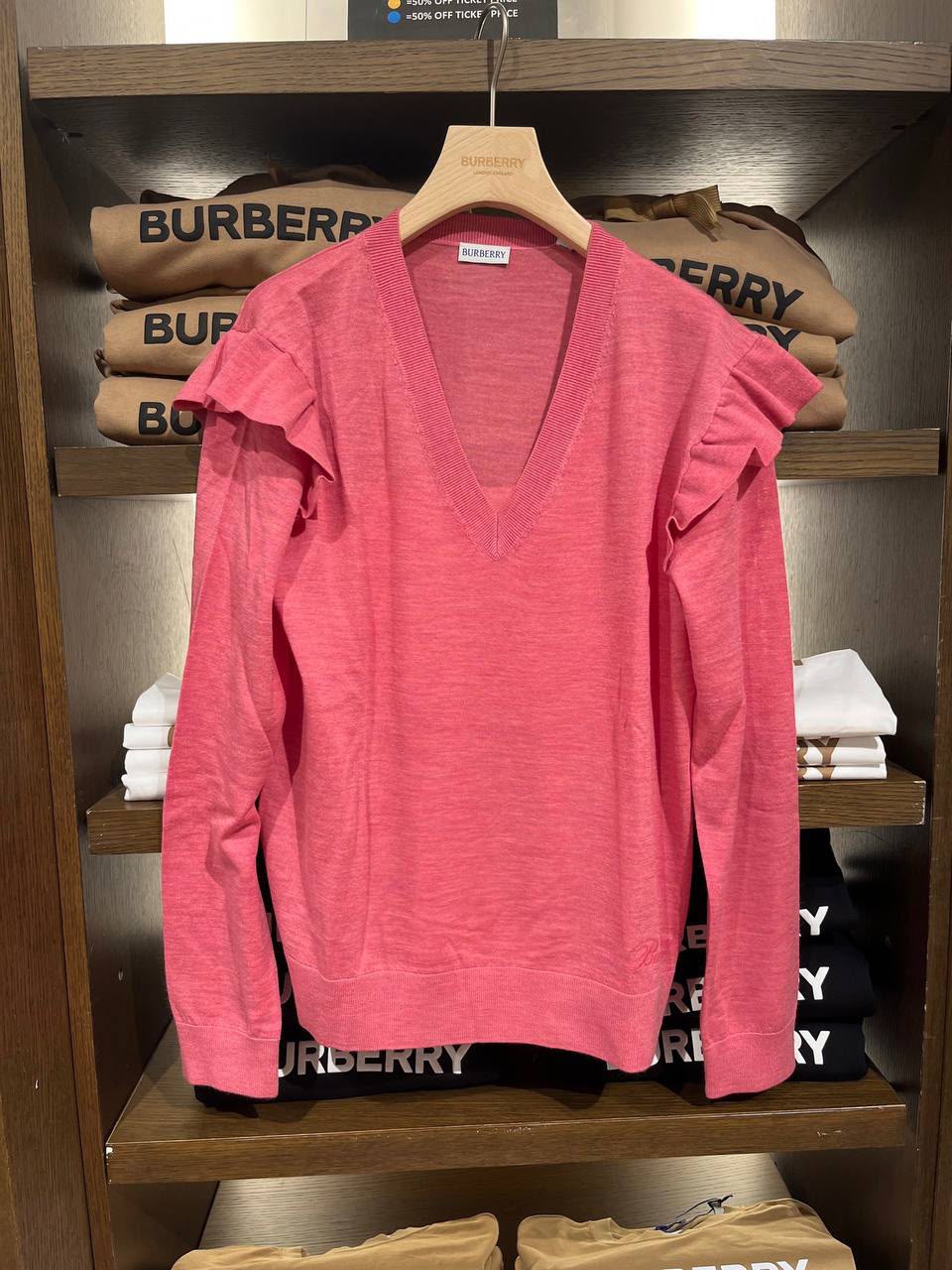 Ruffle Detail V-neck Sweater