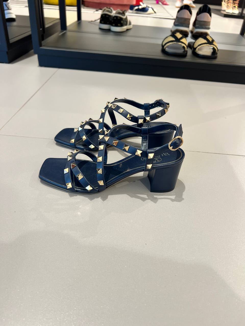 Rockstud Caged Block Heel Sandal