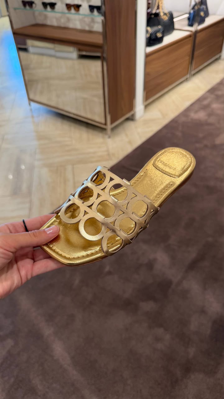 Gancini cutout slide sandal