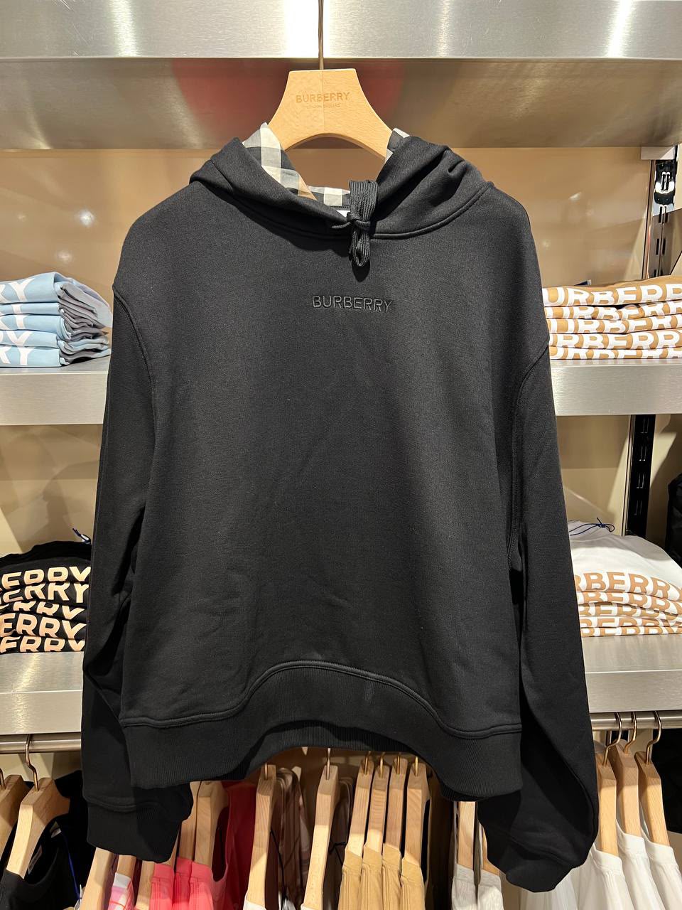 Check-lined Cotton Hoodie