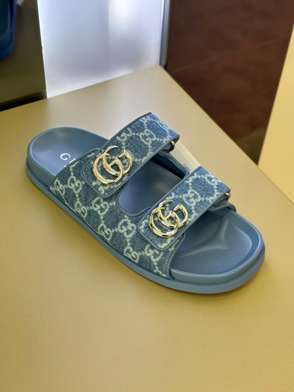 Double G Denim Slide Sandal