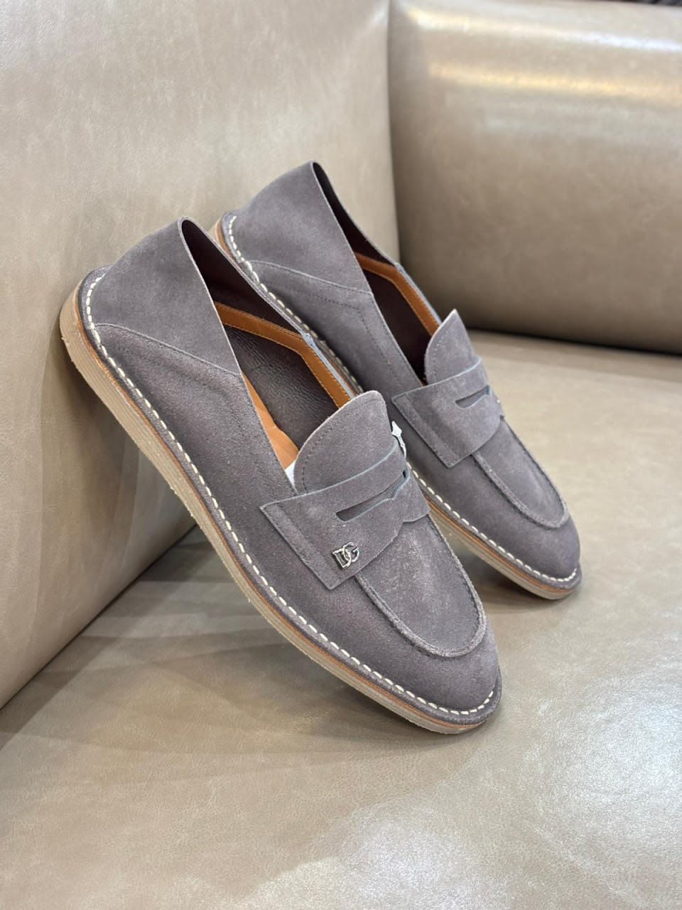 Suede Penny Loafers with DG Logo