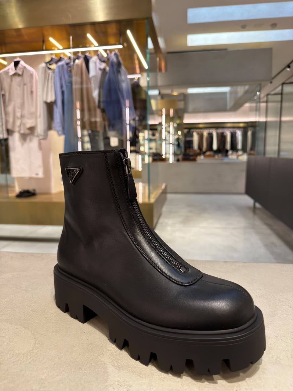 Monolith brushed leather booties