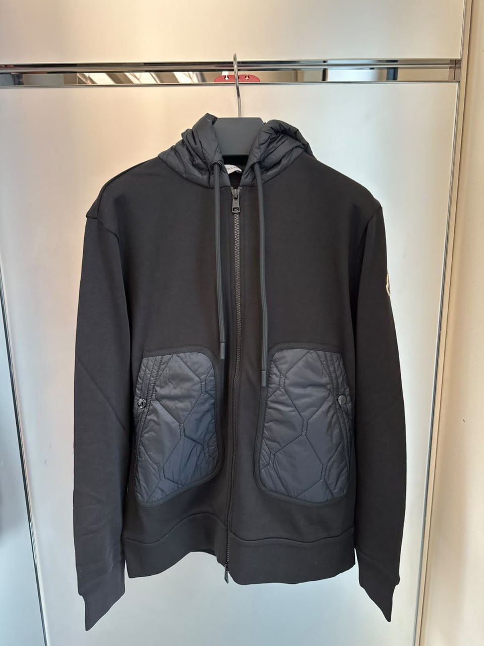 Quilted Panel Zip-Up Hoodie