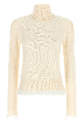 Turtleneck Sweater with Lace Trim