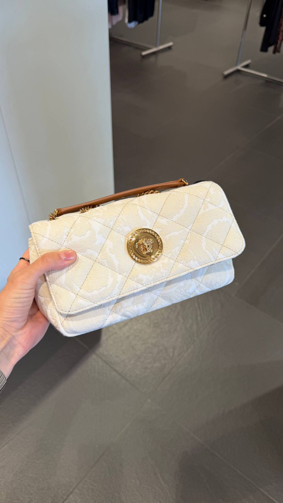 Versace Quilted Barocco Print Shoulder Bag