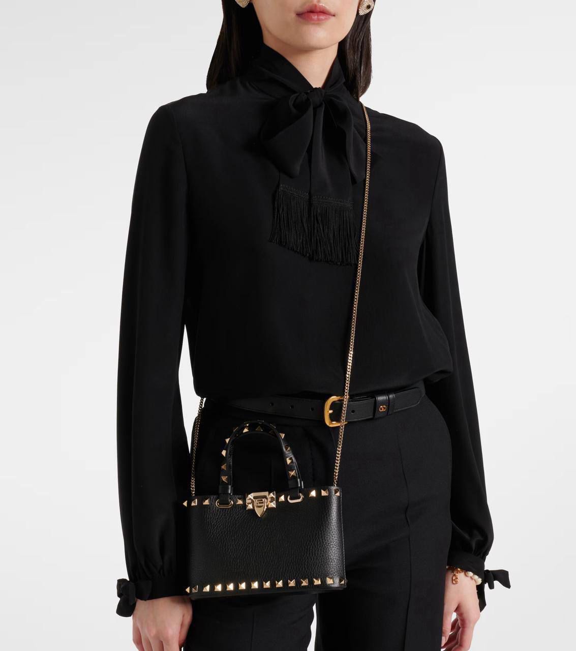 Rockstud Small leather tote